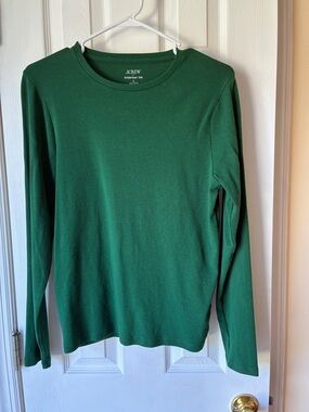 J. Crew Emerald Green Long Sleeve Crewneck Tee